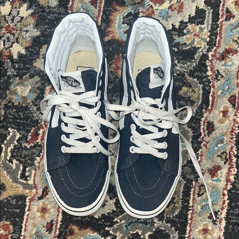 NEVER WORN Vans Unisex High-Top Sneakers - Navy and White Women’s 7.5 Men’s 6
